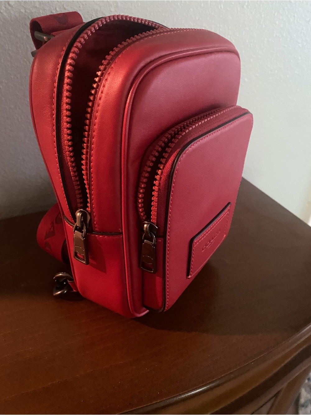 Coach Racer Sling Pack In Bold Red - Picture 6 of 8